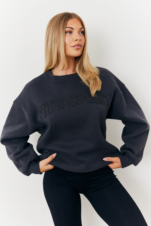 In The Style Fits Distressed Fits Oversized Sweater Charcoal