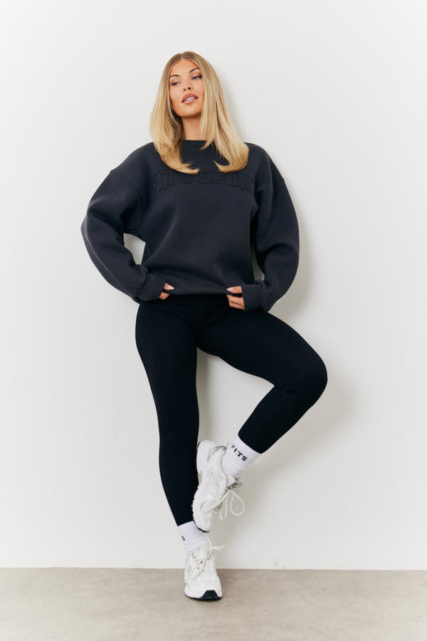 In The Style Fits Distressed Fits Oversized Sweater Charcoal