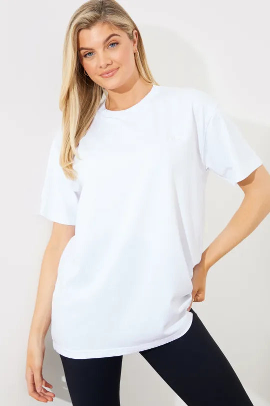 In The Style Fits Embroidered Jersey Crew Neck T-Shirt White