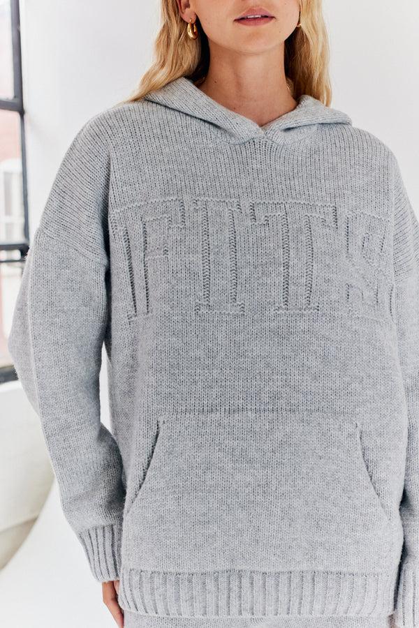 In The Style Fits FITS Embossed Knitted Co-Ord Hoodie Grey