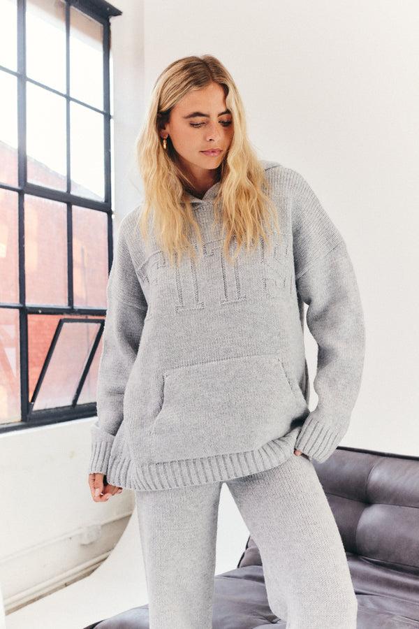 in the style Fits FITS Embossed Knitted Co-Ord Hoodie Grey