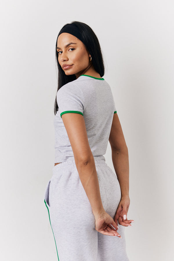 In The Style Fits Grey Marl Fits 90's Crew Neck T Shirt Grey