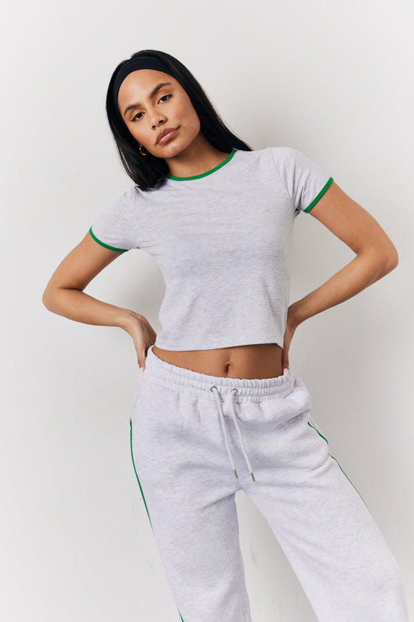 in the style Fits Grey Marl Fits 90's Crew Neck T Shirt Grey