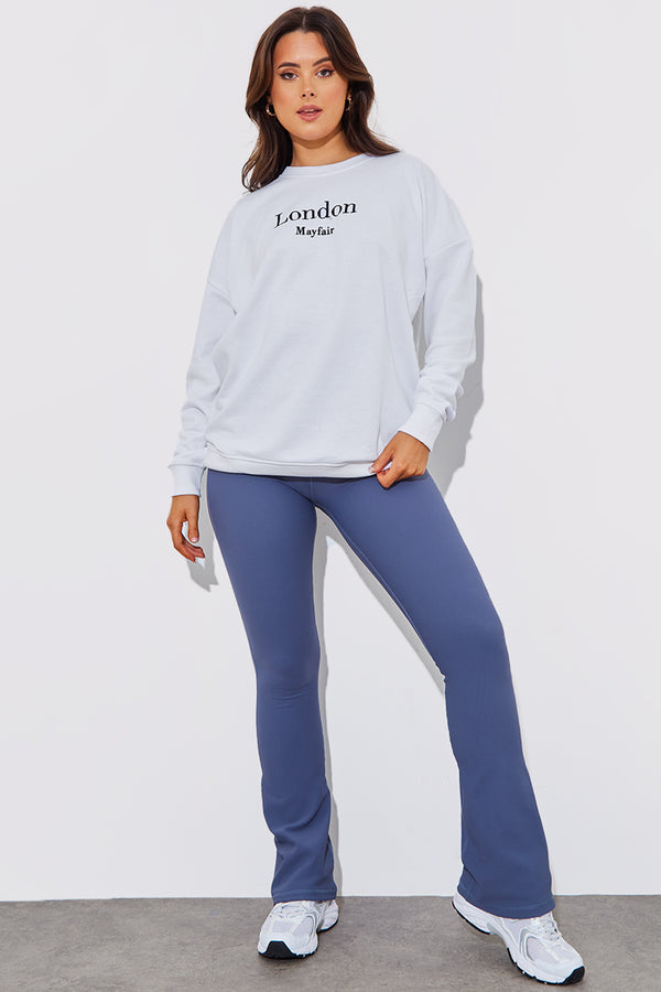 In The Style Fits High Waist Kick Flare Rib Trouser Black