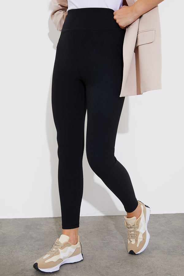In The Style Fits High Waisted Sculpt And Control Ribbed Leggings Black
