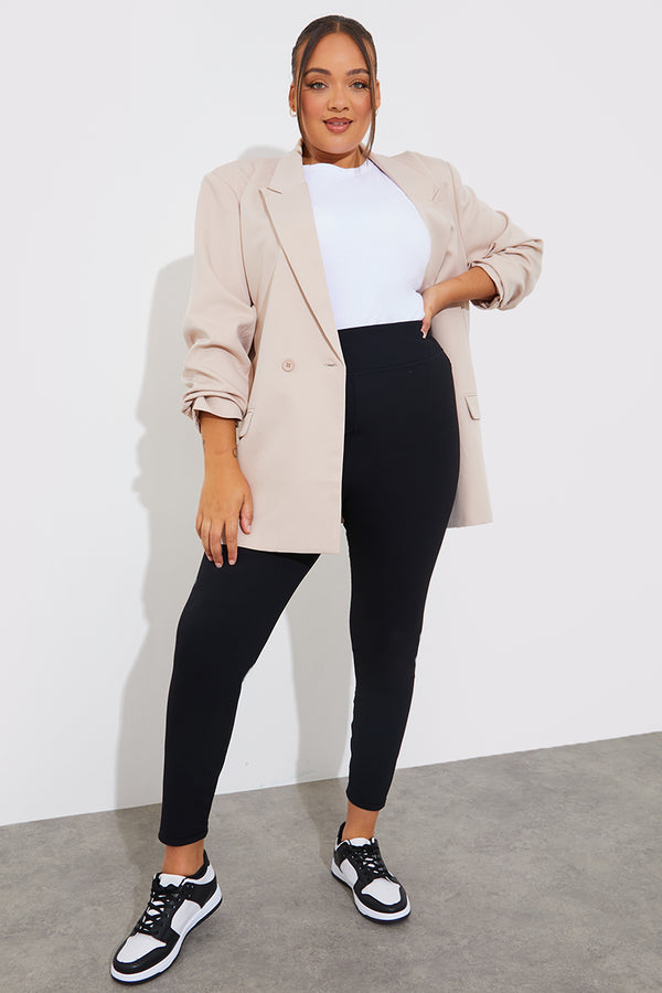 In The Style Fits High Waisted Sculpt And Control Ribbed Leggings Black