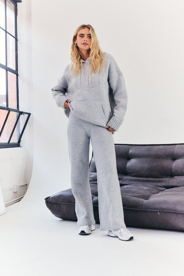 in the style Fits Knitted Wide Leg Co Ord Trouser Grey