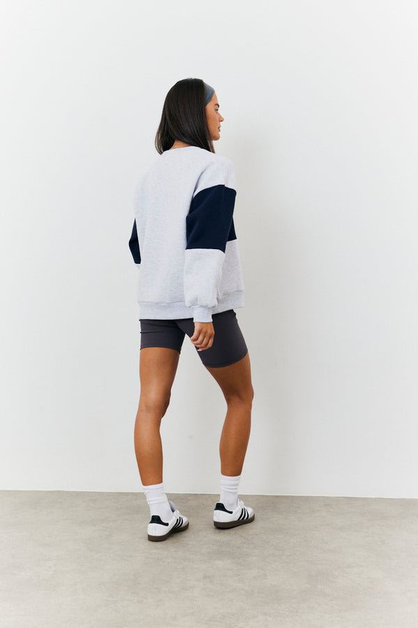 In The Style Fits New York Colour Block Varsity Sweatshirt Grey