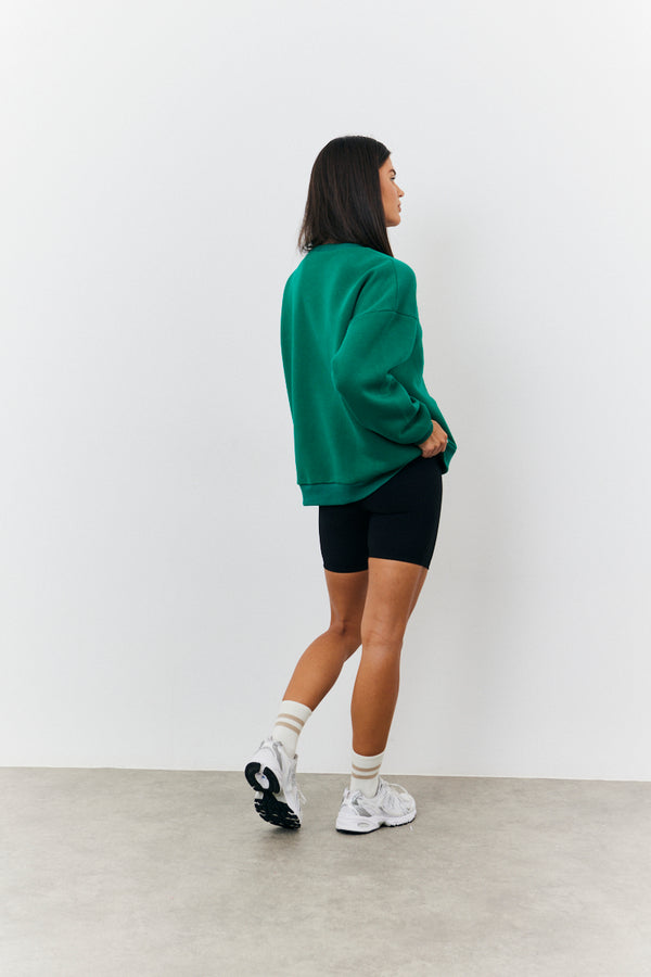 In The Style Fits NYC Printed Varsity Sweatshirt Green