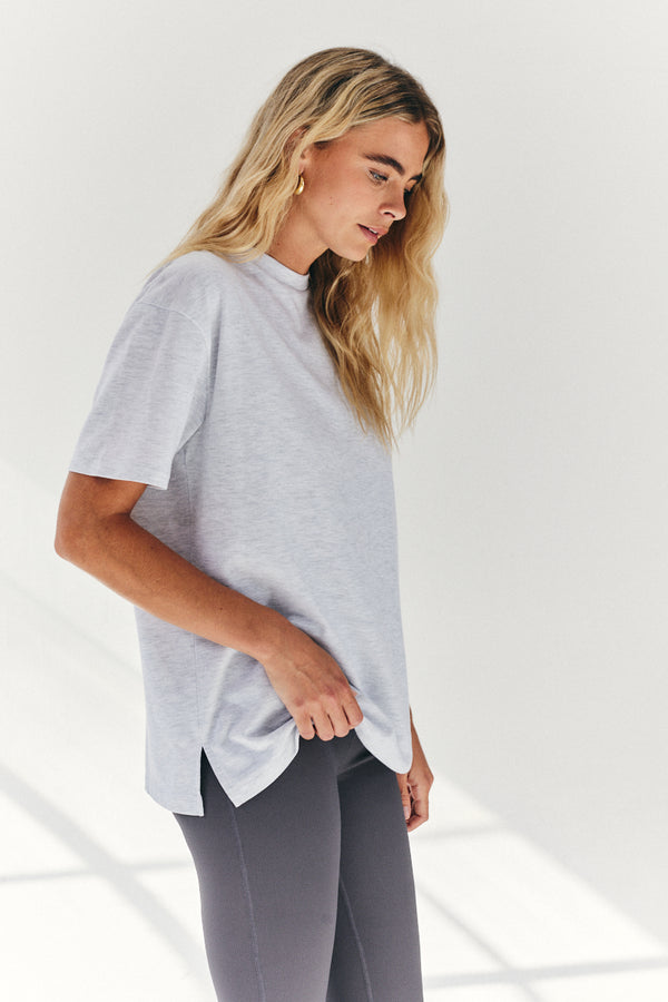 In The Style Fits Oversized Boyfriend Embroidered Sleeve T-Shirt Grey