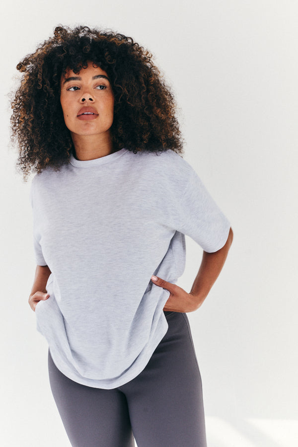In The Style Fits Oversized Boyfriend Embroidered Sleeve T-Shirt Grey