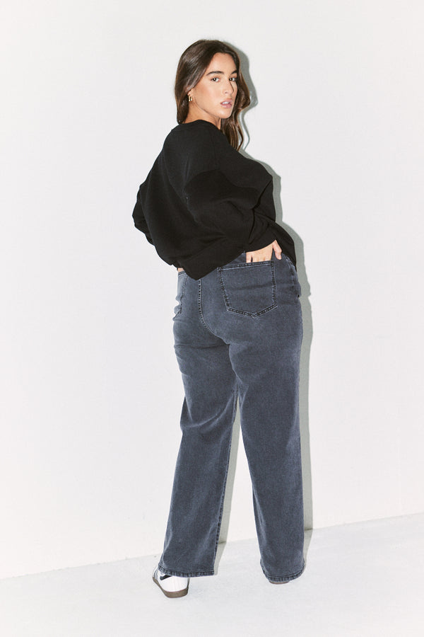 In The Style Fits Printed Fits Crew Neck Sweatshirt Black