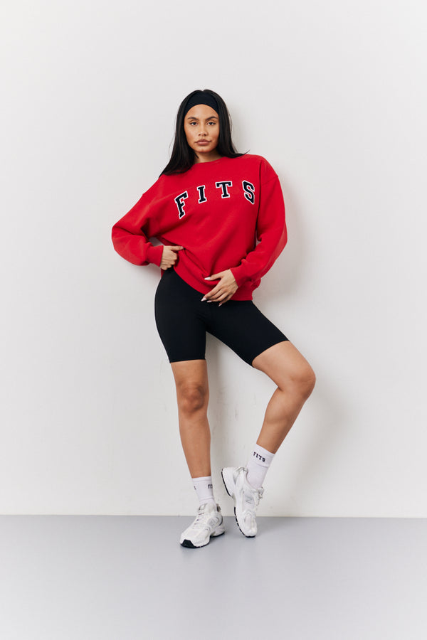 In The Style Fits Red Fits Crew Neck Embroidered Sweatshirt Red