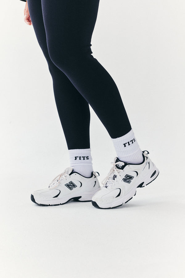 in the style Fits Ribbed Crew Fits Slogan Socks White