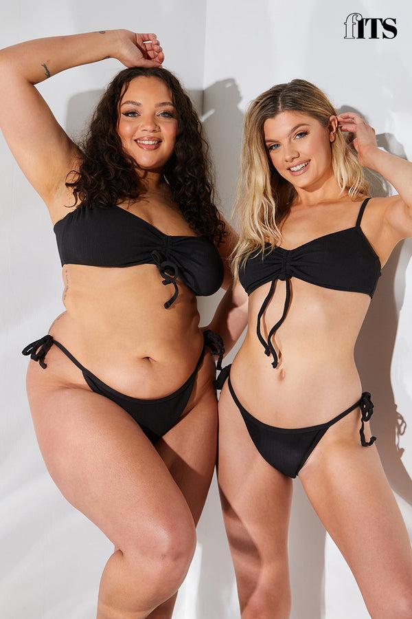 in the style Fits Sculpt and Control Crinkle Ruche Front Bikini Top Black