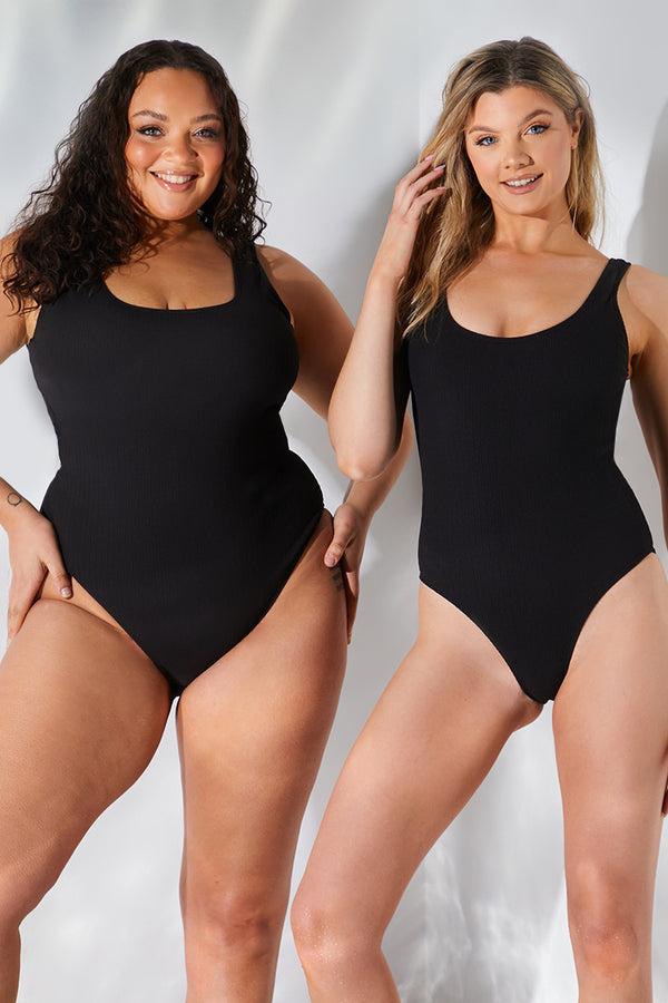 In The Style Fits Sculpt And Control Crinkle Scoop Neck Swimsuit Black