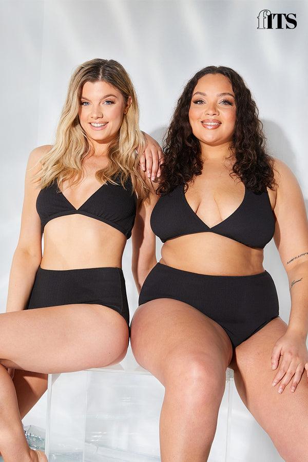 In The Style Fits Sculpt And Control Crinkle Wrap Front Halter Bikini Top Black