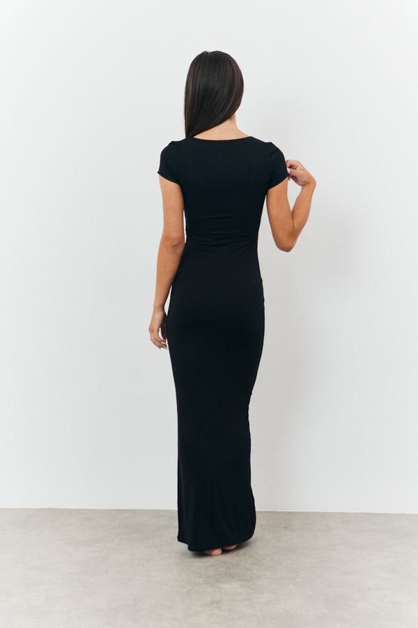 In The Style Fits Sculpting Cap Sleeve Maxi Dress Black