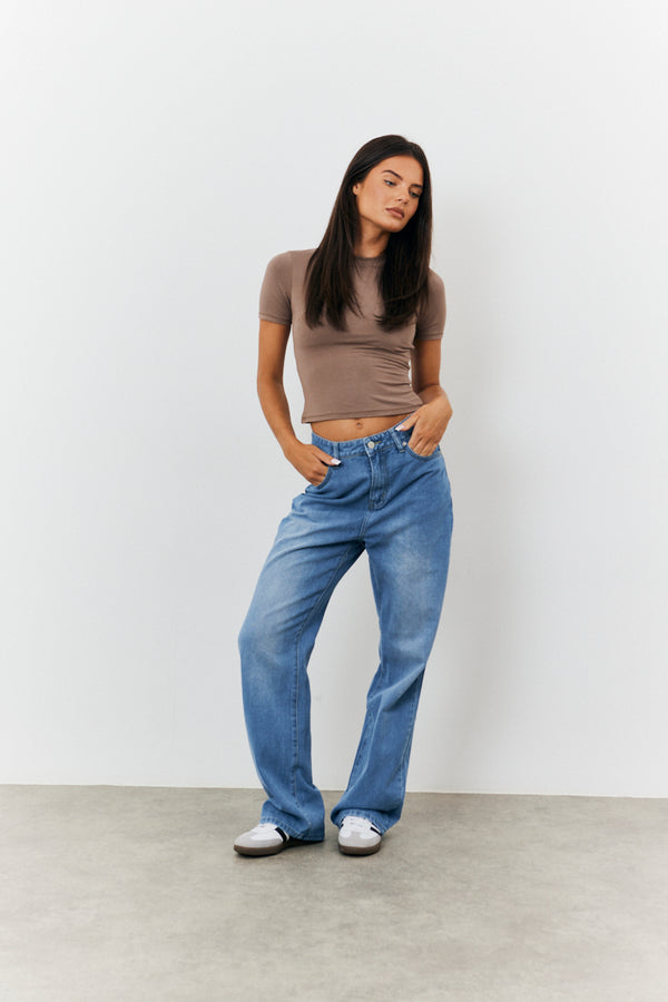 In The Style Fits Sculpting Short Sleeve Crew Neck T-Shirt Mocha