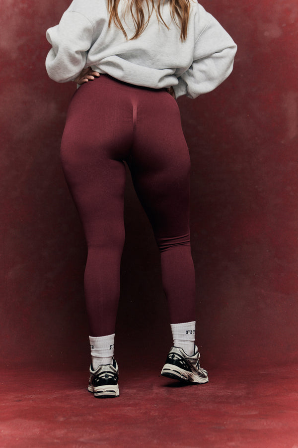 In The Style Fits Seamless High Waist Bum Boosting Leggings Burgundy