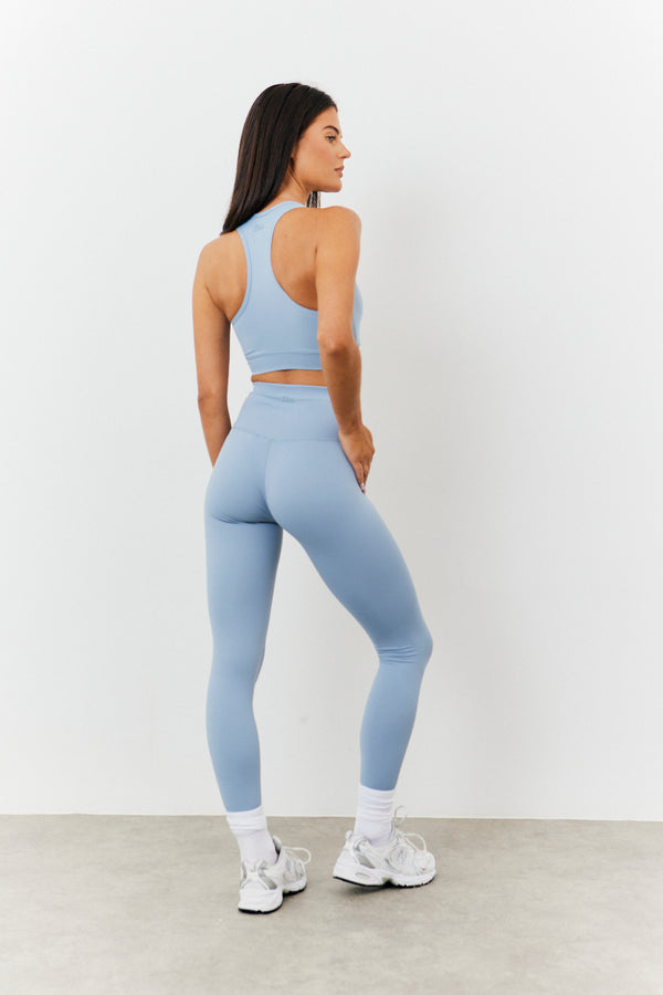 In The Style Fits Soft Touch Cross Over Band Detail Medium Support Sports Bra Blue