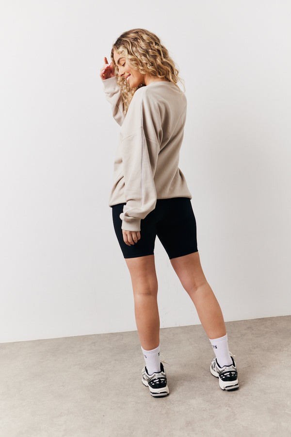 In The Style Fits Stone Fits Leisure Club Graphic Oversized Sweatshirt Stone