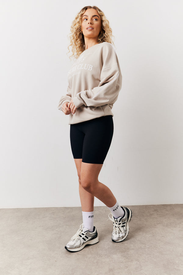In The Style Fits Stone Fits Leisure Club Graphic Oversized Sweatshirt Stone