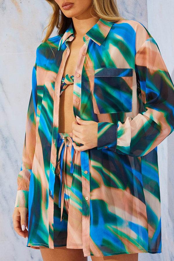 In The Style In The Style Abstract Print Chiffon Shirt Multi