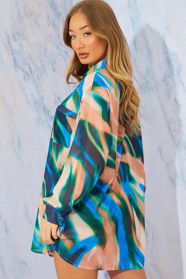 In The Style In The Style Abstract Print Chiffon Shirt Multi