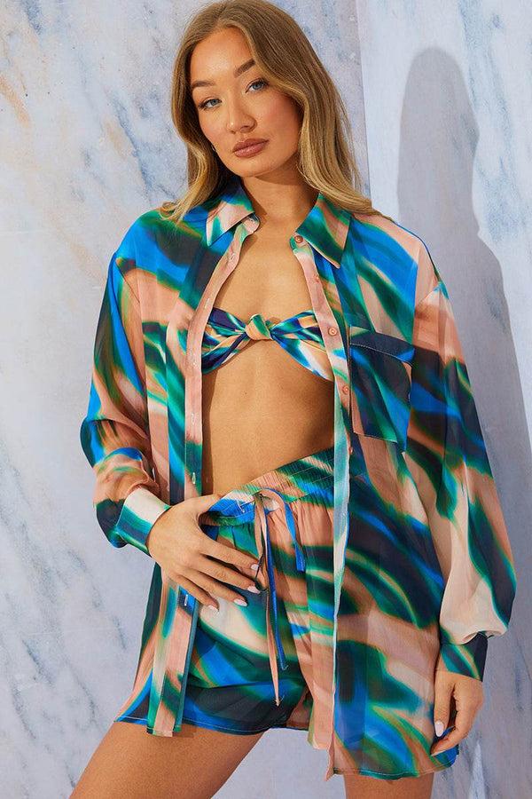 in the style In the Style Abstract Print Chiffon Shirt Multi in the style In the Style Abstract Print Chiffon Shirt Multi