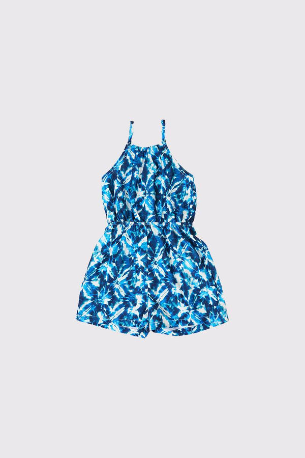 in the style In the Style Abstract Print Elasticated Waist Girls Playsuit Blue
