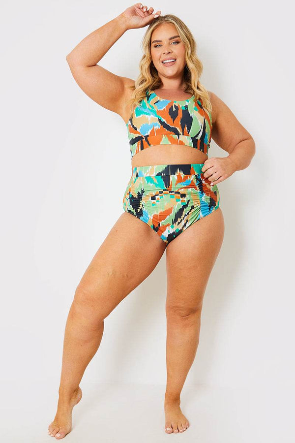 In The Style In The Style Abstract Print Scoop Neck Bikini Top Multi