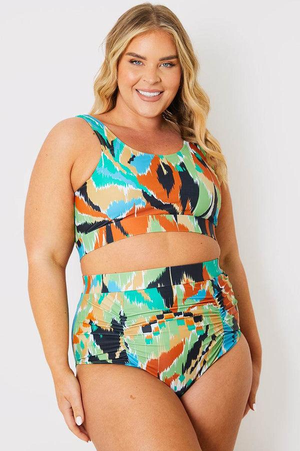 in the style In the Style Abstract Print Scoop Neck Bikini Top Multi