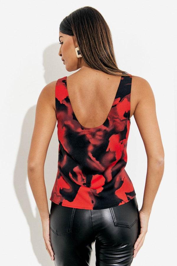 In The Style In The Style Abstract Scoop Cami Top Red