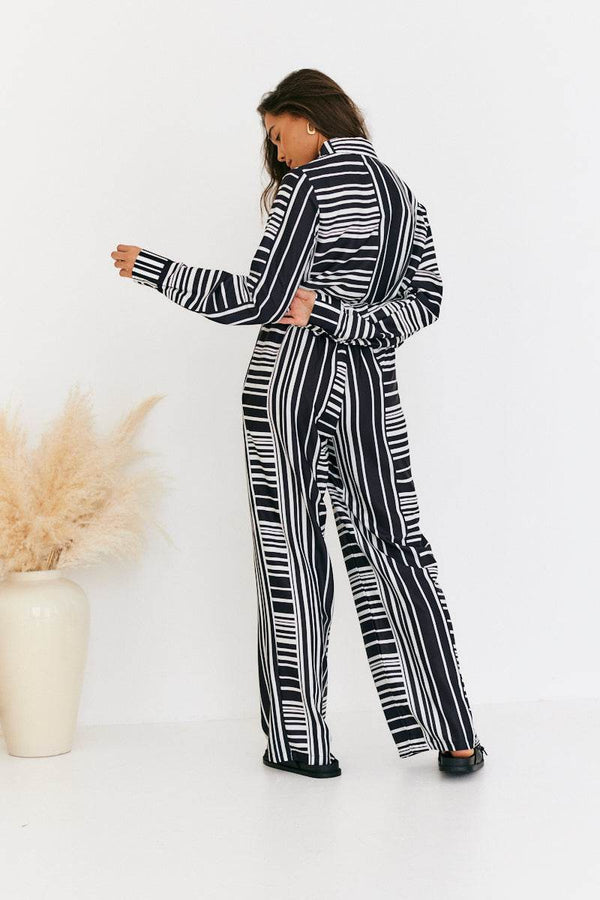 In The Style In The Style Abstract Stripe Co-Ord Trouser Black