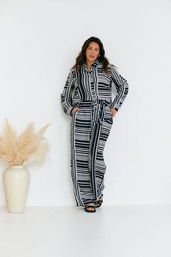 In The Style In The Style Abstract Stripe Co-Ord Trouser Black