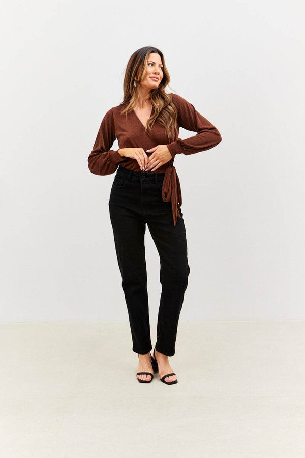 In The Style In The Style Acetate Slinky Bodysuit Chocolate