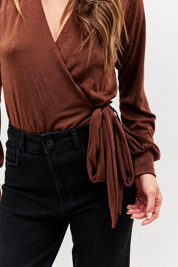 In The Style In The Style Acetate Slinky Bodysuit Chocolate