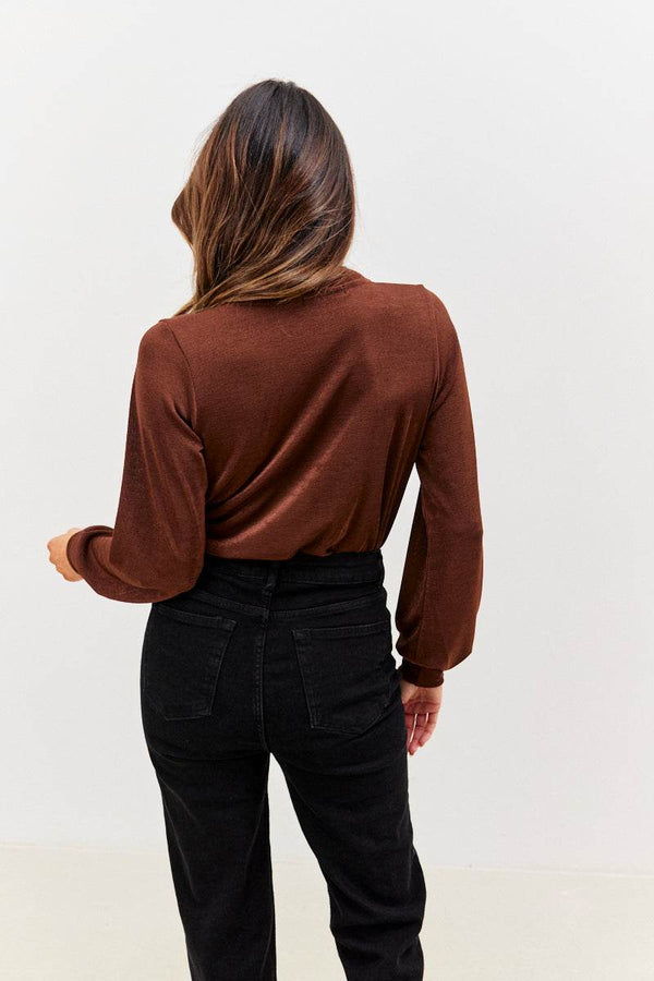 In The Style In The Style Acetate Slinky Bodysuit Chocolate