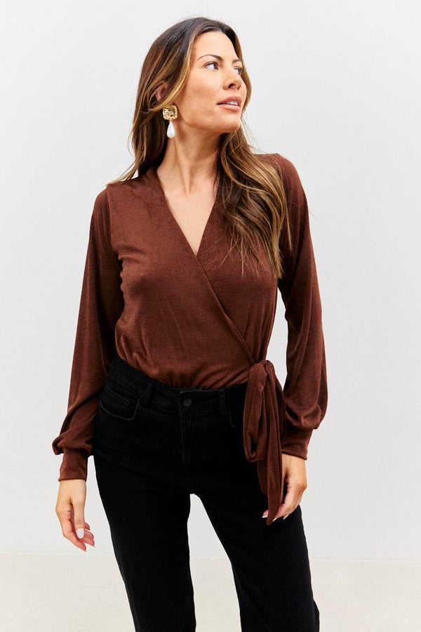 in the style In the Style Acetate Slinky Bodysuit Chocolate