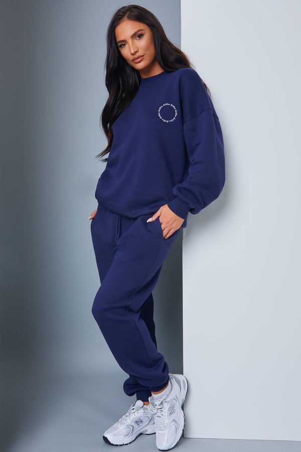 In The Style In The Style Active' Circle Slogan Sweater Navy