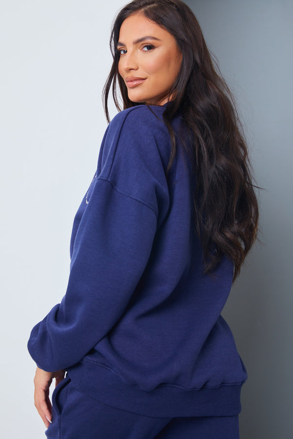 In The Style In The Style Active' Circle Slogan Sweater Navy