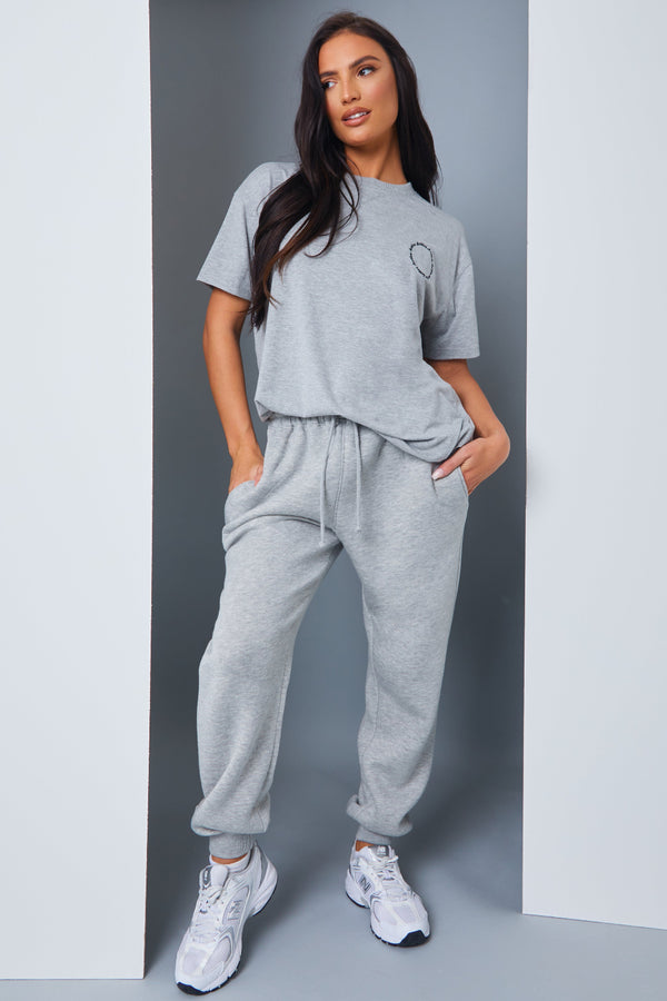 In The Style In The Style Active' Circle Slogan T-Shirt Grey