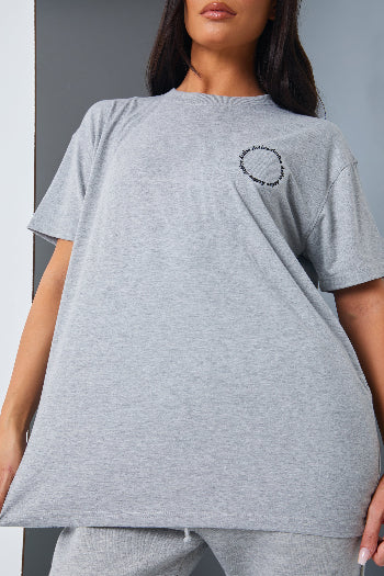 In The Style In The Style Active' Circle Slogan T-Shirt Grey