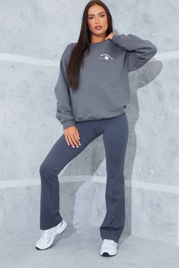 In The Style In The Style Active Graphic Oversized Sweat Charcoal