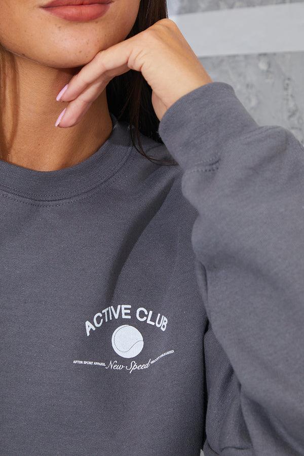 In The Style In The Style Active Graphic Oversized Sweat Charcoal