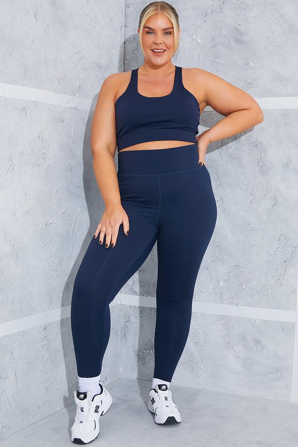 In The Style In The Style Active Leggings With Concealed Back Zip Pocket Navy