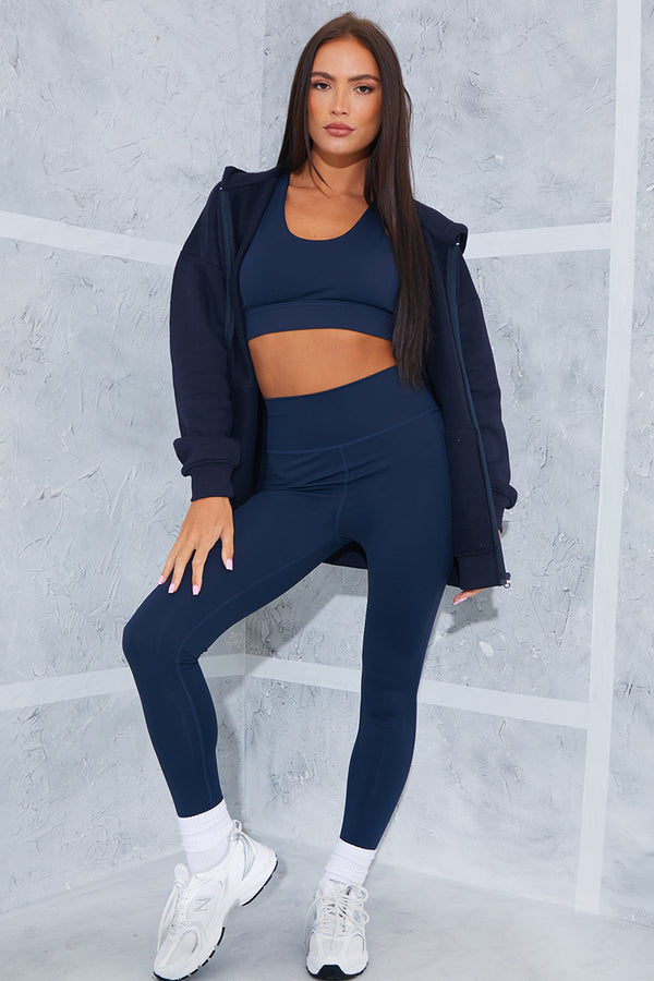 in the style In the Style Active Leggings With Concealed Back Zip Pocket Navy