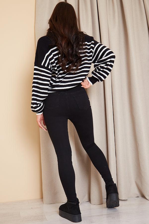 In The Style In The Style Adjustable Skinny Jeans Black
