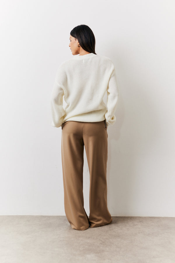 In The Style In The Style Adjustable Waist Pleat Wide Leg Trouser Brown